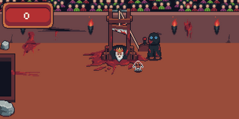 Pie Is Great: a pixel execution arena with a waiting crowd